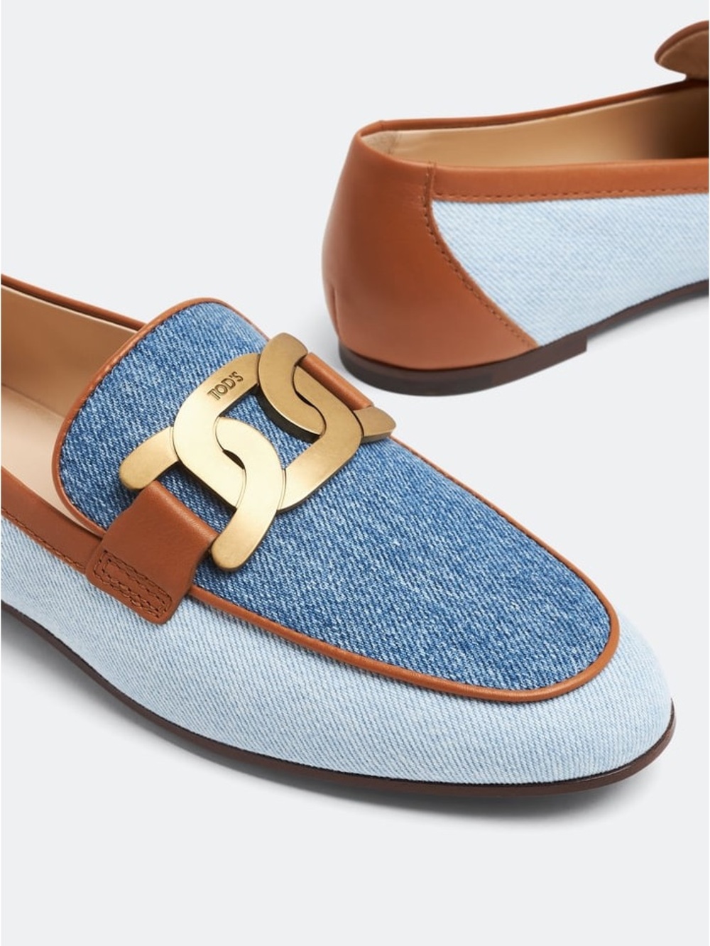 Tods Kate denim loafers blue & tan - Picture 1 of 13